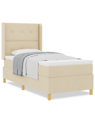 Letto a molle con materasso Crema 90 x 200 cm Tessuto