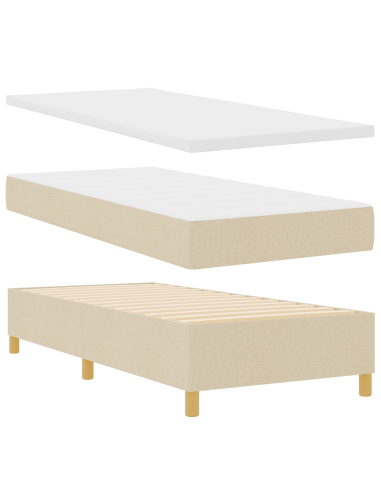 Letto a molle con materasso Crema 90 x 200 cm Tessuto