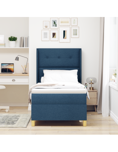 Letto a molle con materasso Blu 90 x 200 cm Tessuto