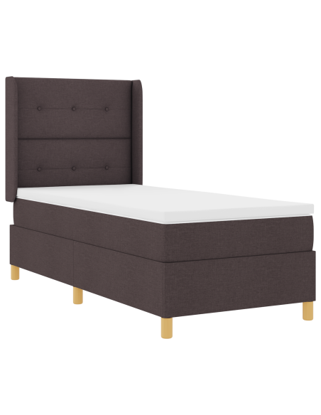 Letto Box Spring con Materasso Marrone Scuro 100x200 cm Tessuto
