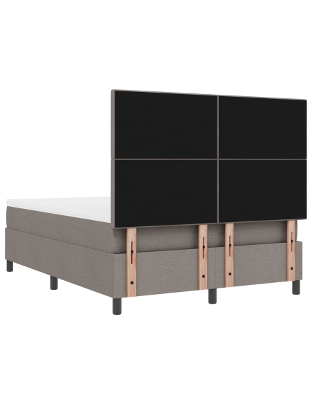 Letto con Box Spring e Materasso & LED Taupe 140x200 cm Tessuto