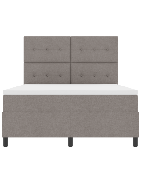 Letto con Box Spring e Materasso & LED Taupe 140x200 cm Tessuto
