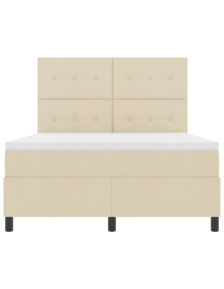 Letto a Molle con Materasso & LED Crema 140x200 cm Tessuto