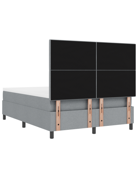 Letto con Rete a Molle e Materasso & LED Grigio Chiaro 160x200 cm in Tessuto