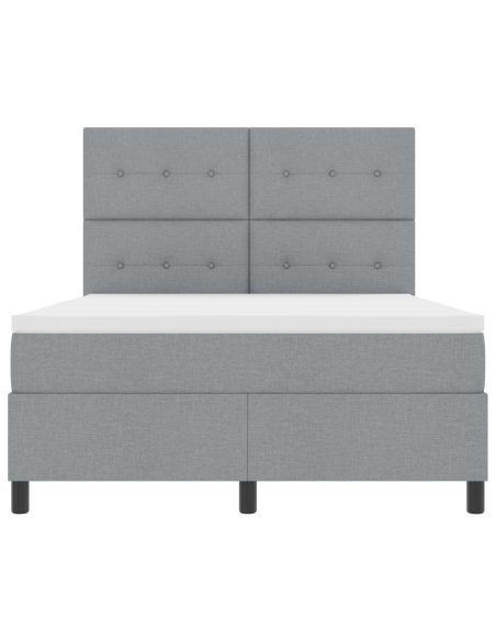 Letto con Rete a Molle e Materasso & LED Grigio Chiaro 160x200 cm in Tessuto