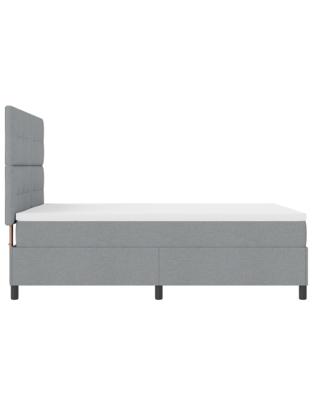 Letto con Rete a Molle e Materasso & LED Grigio Chiaro 160x200 cm in Tessuto