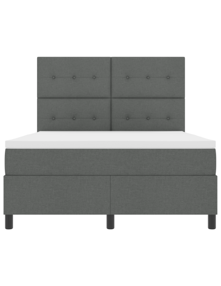 Letto Box Spring Con Materasso & LED Grigio Scuro 160x200 cm Tessuto