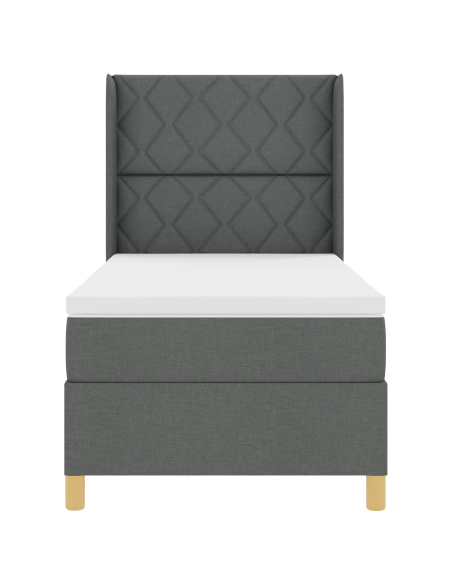 Letto Box Spring con Materasso e LED Grigio Scuro 90x200 cm Tessuto