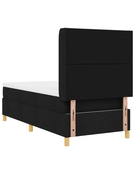 Letto Box Spring  con Materasso e LED Nero 90x200 cm Tessuto