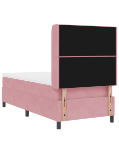 Letto a molle con materasso con led Rosa 90 x 190 cm Velluto 2