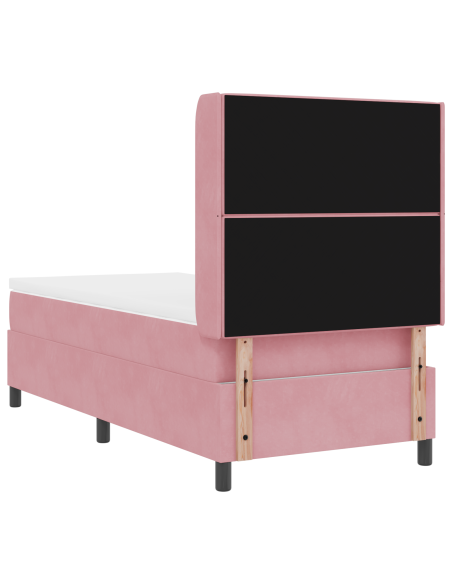 Letto Box Spring  con Materasso e LED Rosa 90x190 cm in Velluto