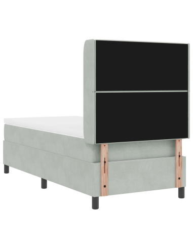 Letto a molle con materasso Grigio chiaro 100 x 200 cm Velluto