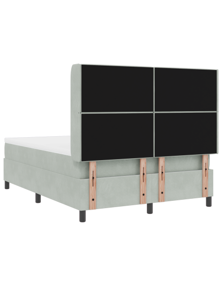 Letto con rete a molle con materasso e luce LED Grigio chiaro 140x190 cm Velluto