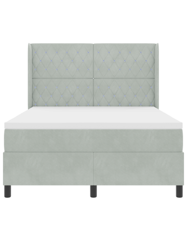 Letto a molle con testiera Grigio chiaro 140 x 190 cm Velluto