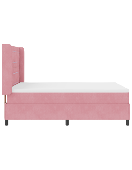Letto a molle con testiera Rosa 140 x 190 cm Velluto