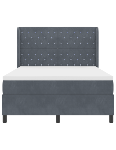 Letto a molle con strisce LED Grigio scuro 140 x 200 cm Velluto