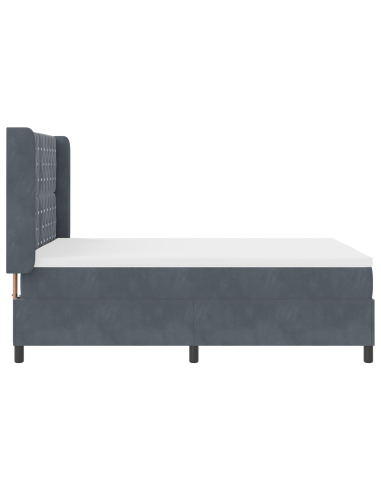 Letto a molle con strisce LED Grigio scuro 140 x 200 cm Velluto