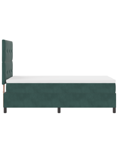 Letto a Sorgente LED Verde Scuro 90 x 190 cm Tessuto