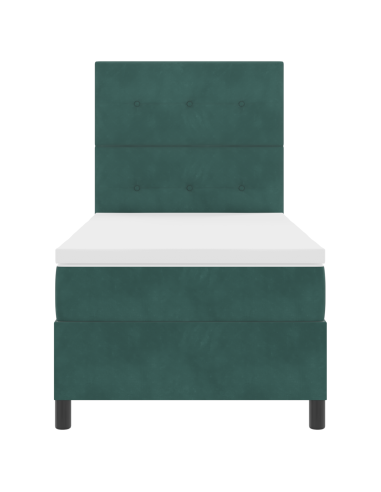 Letto a Sorgente LED Verde Scuro 80 x 200 cm Tessuto