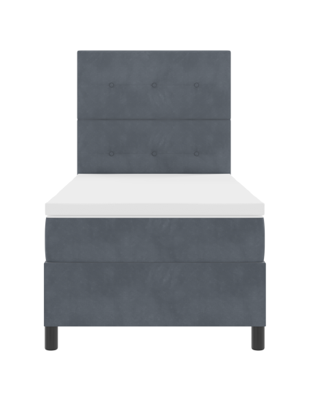 Letto Box Spring  con Materasso e LED Grigio Scuro 80x200 cm Velluto