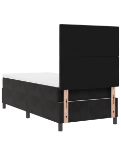 Letto a Sorgente LED con materasso Nero 90 x 190 cm Tessuto