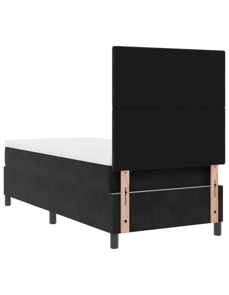 Letto a Sorgente LED con materasso Nero 90 x 190 cm Tessuto