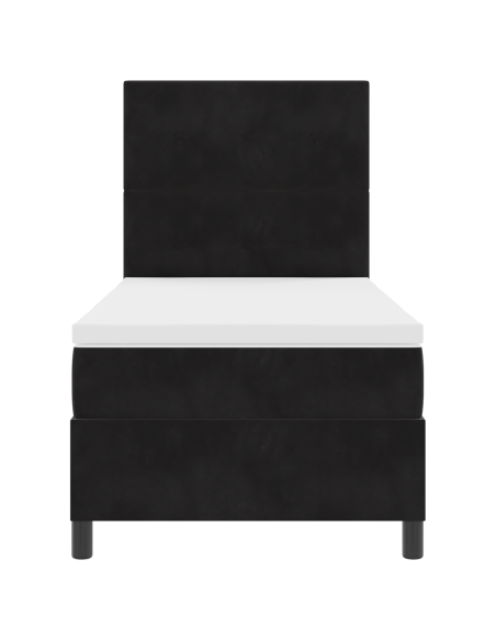 Letto a Sorgente LED con materasso Nero 90 x 190 cm Tessuto