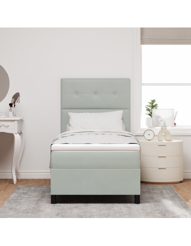 Letto a Sorgente LED Grigio chiaro 80 x 200 cm Tessuto