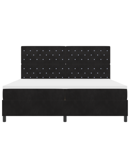 Letto a Contenitore con Materasso e LED Nero 200x200 cm Velluto