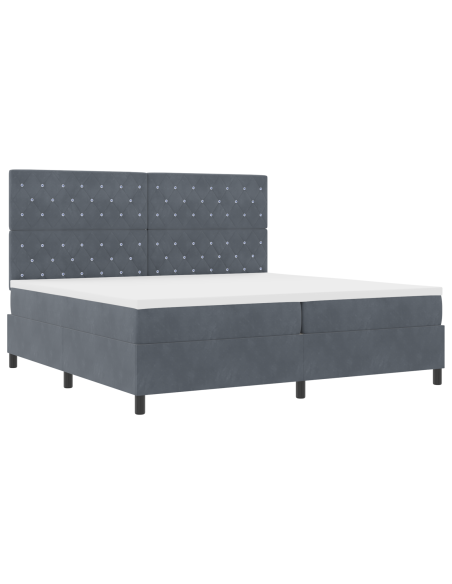 Letto a Box con Materasso e LED Grigio Scuro 200x200 cm in Velluto