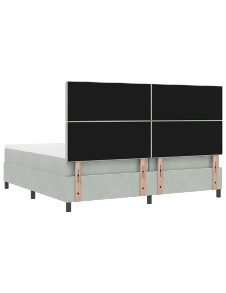 Letto Box Spring con Materasso e Luce LED Grigio Chiaro 200x200 cm Velluto
