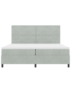 Letto a Sorgente LED Grigio chiaro 200 x 200 cm Tessuto 2