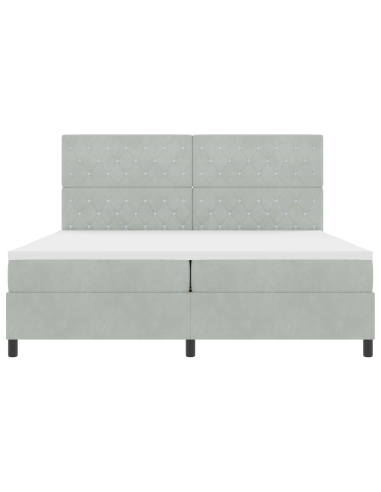 Letto a Sorgente LED Grigio chiaro 200 x 200 cm Tessuto