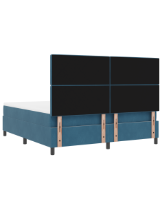 Letto a Sorgente LED Blu Scuro 180 x 200 cm Tessuto