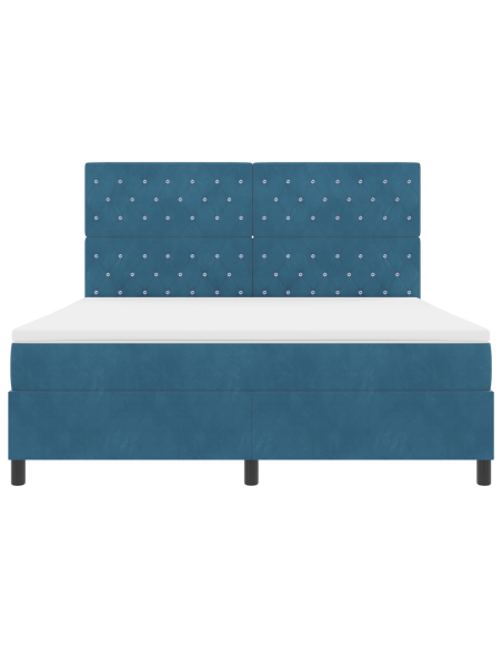Letto a doghe  con materasso e LED Blu scuro 180x200 cm in velluto