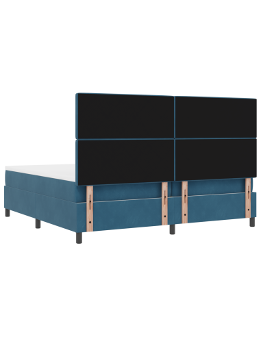 Letto a Sorgente LED Blu Scuro 200 x 200 cm Tessuto