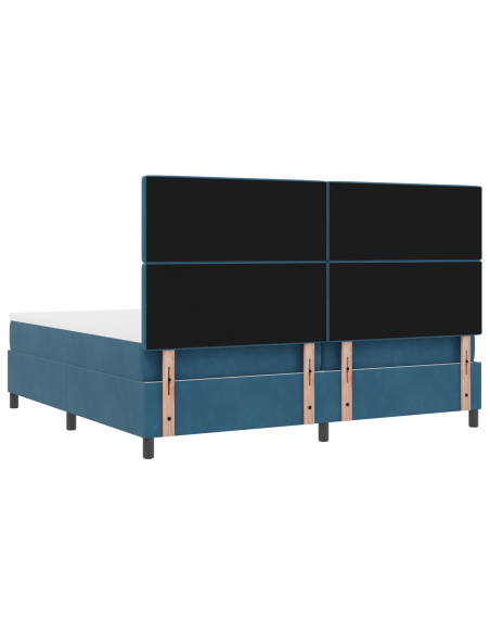 Letto a box spring  con materasso e LED blu scuro 200x200 cm in velluto