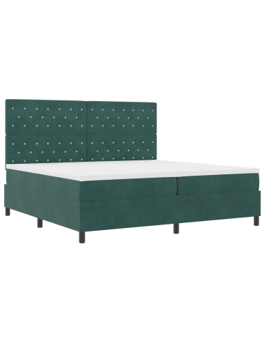 Letto a Sorgente LED Verde Scuro 200 x 200 cm Tessuto