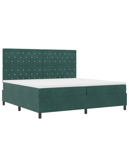 Letto a A molle con materasso e LED Verde scuro 200x200 cm Velluto
