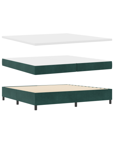 Letto a Sorgente LED Verde Scuro 200 x 200 cm Tessuto