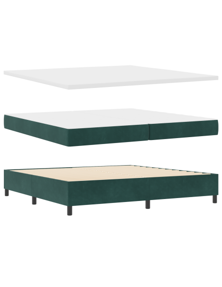 Letto a Sorgente LED Verde Scuro 200 x 200 cm Tessuto