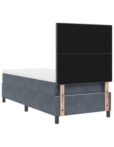 Letto a Sorgente LED Grigio scuro 100 x 200 cm Tessuto