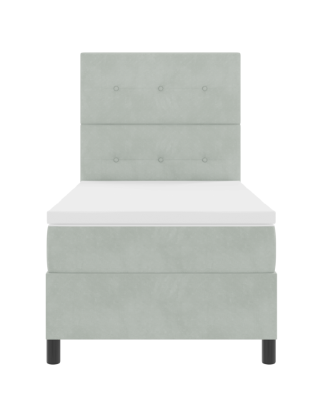 Letto a Molla con Materasso e Luce LED Grigio Chiaro 100x200 cm Velluto