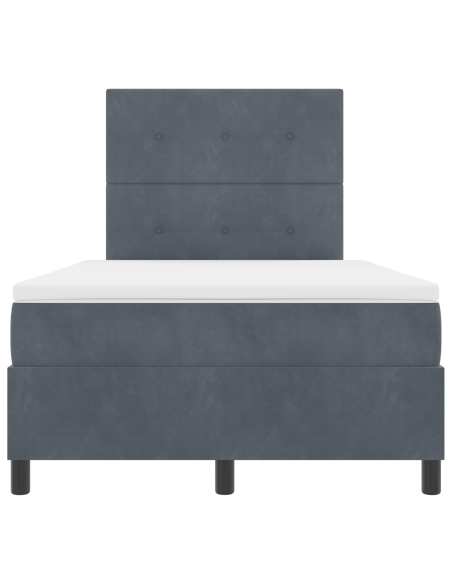 Letto Box Spring con Materasso e LED Grigio Scuro 120x190 cm in Velluto