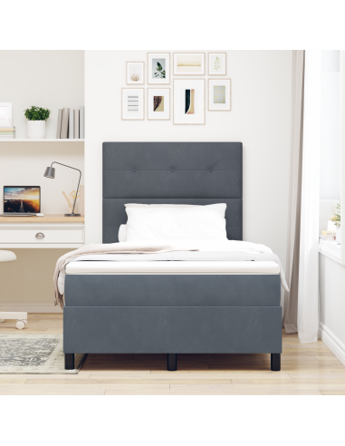 Letto a Sorgente LED Grigio scuro 120 x 190 cm Tessuto