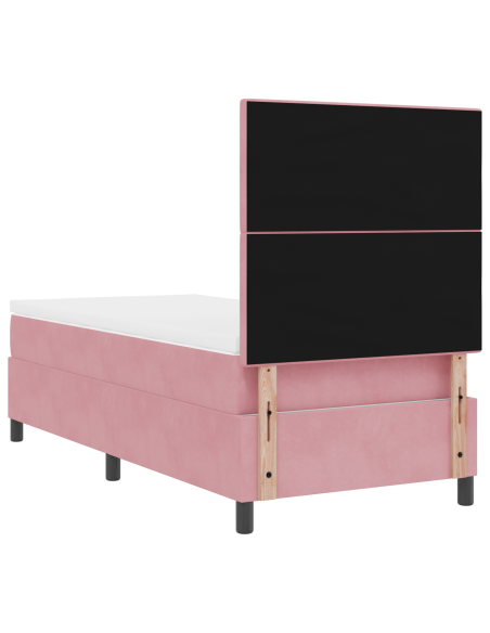 Letto Box Spring con Materasso e LED Rosa 90x200 cm Velluto