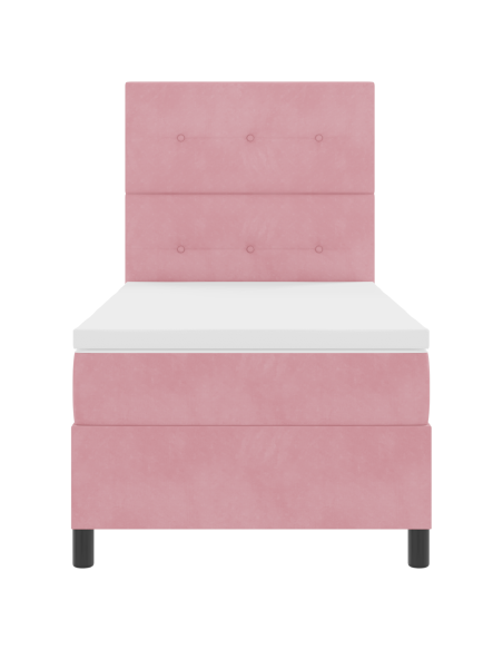 Letto Box Spring con Materasso e LED Rosa 90x200 cm Velluto