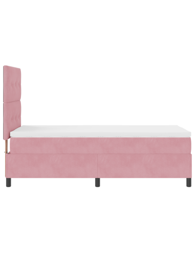 Letto a Sorgente LED con materasso Rosa 90 x 200 cm Tessuto