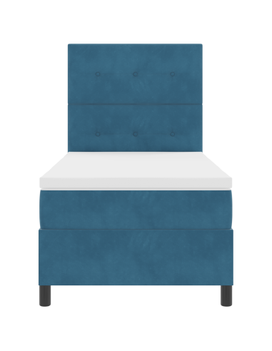 Letto a Sorgente LED con testiera Blu Scuro 90 x 190 cm Tessuto