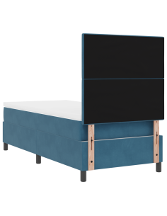 Letto a Sorgente LED con testiera Blu Scuro 90 x 200 cm Tessuto